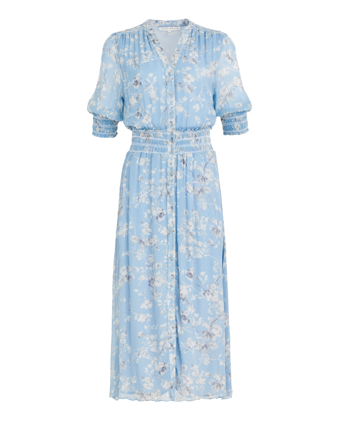 Celleste Dress - Denim Watercolor Floral