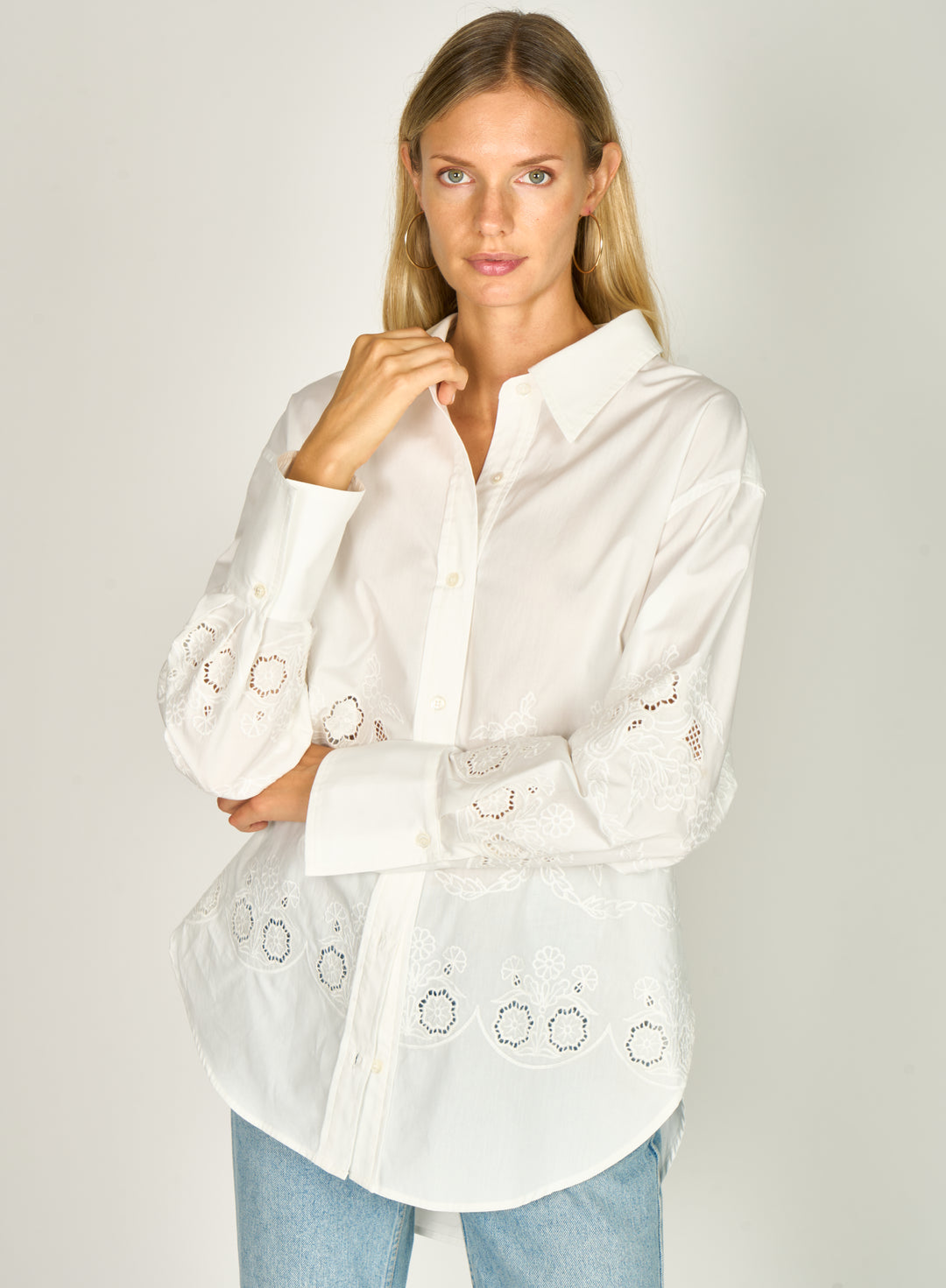 Rye Shirt - Cotton Poplin with Embrodiery