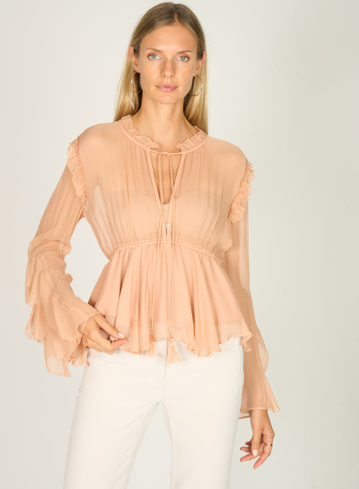 Emeline Blouse - 100% Silk Crinkle Chiffon