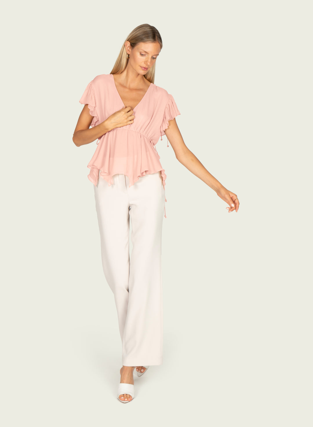 Thea Top - 100% Silk Crinkle Chiffon