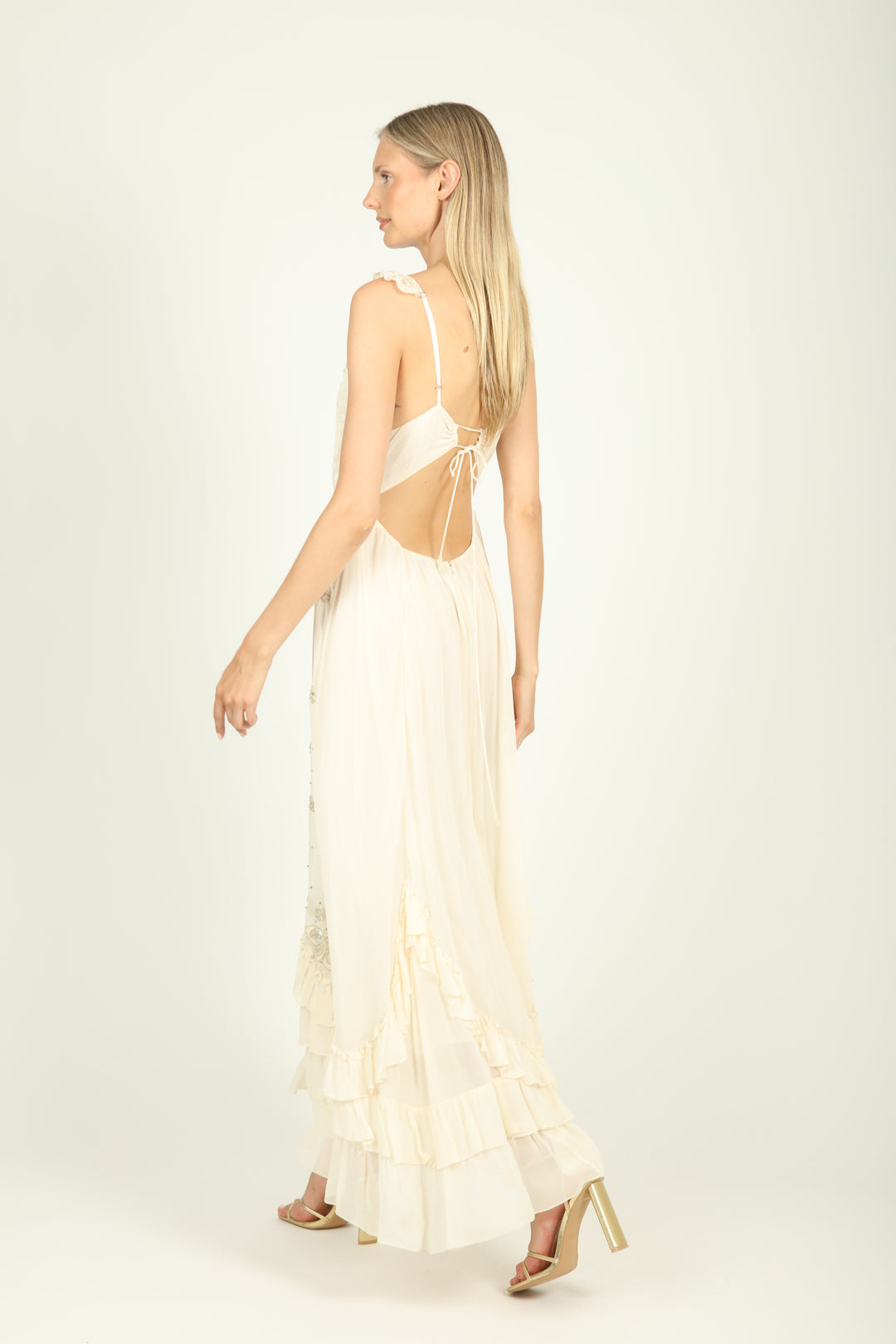 Celine Dress - Viscose Georgette Delicate Beading and Embroidery