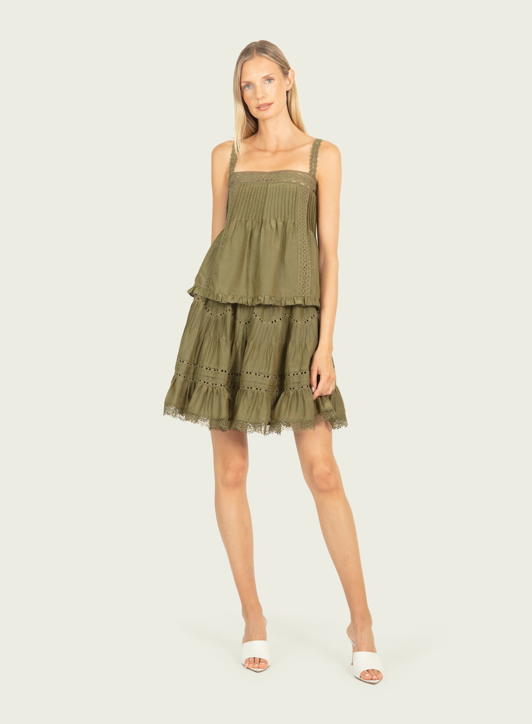Audrey Top - Hunter Green - Cotton Silk with Lace