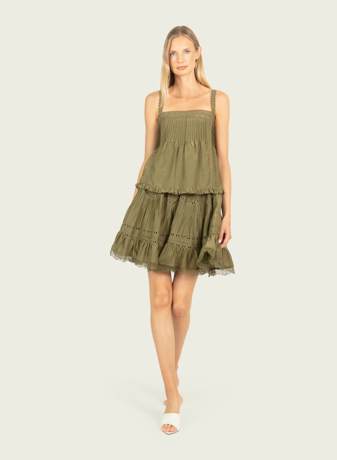 Audrey Top - Hunter Green - Cotton Silk with Lace