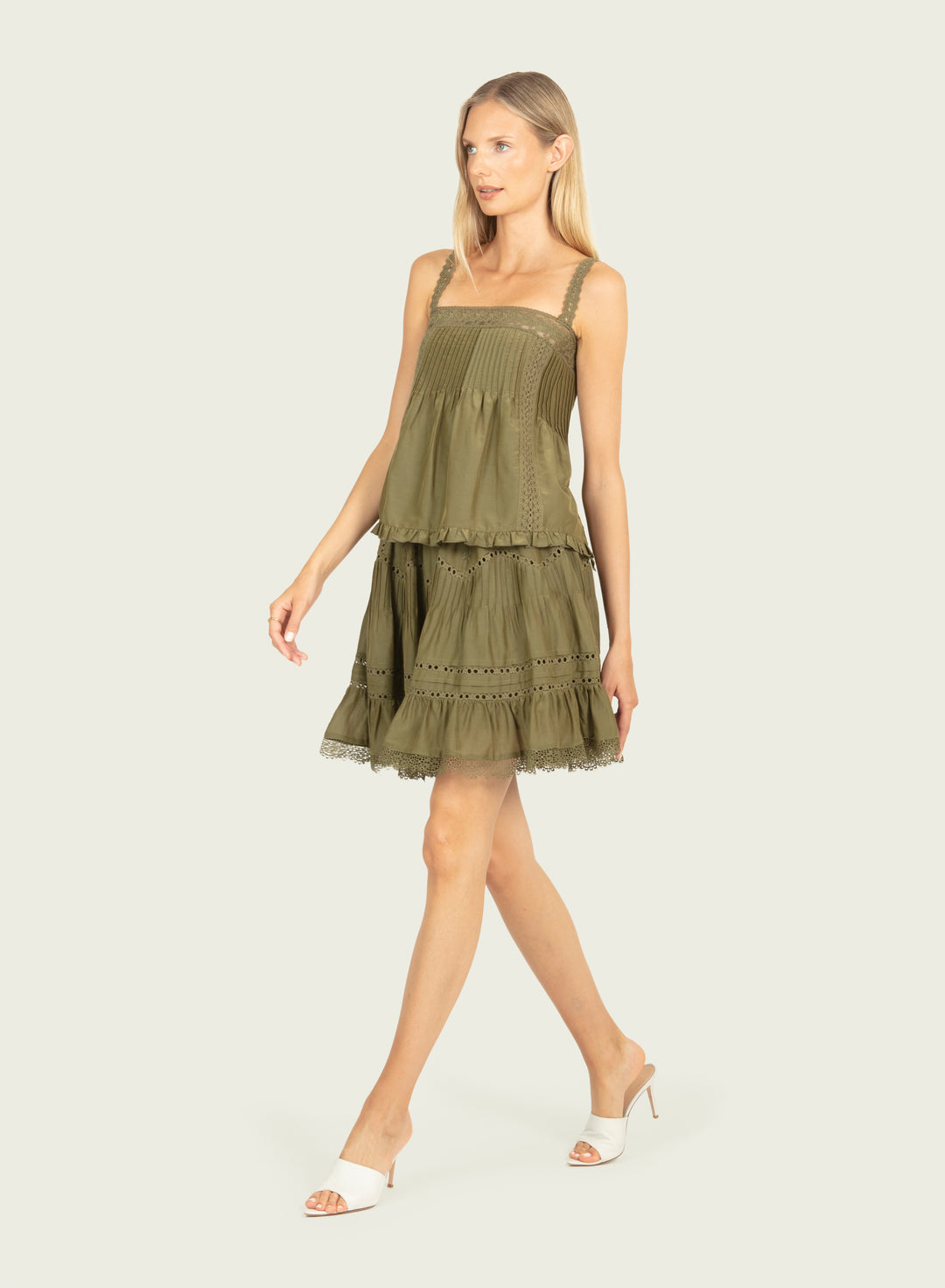 Audrey Top - Hunter Green - Cotton Silk with Lace