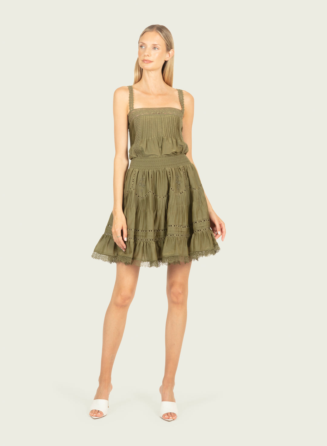 Audrey Top - Hunter Green - Cotton Silk with Lace