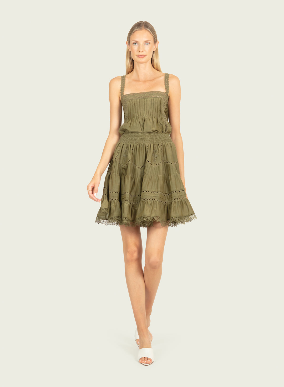 Audrey Top - Hunter Green - Cotton Silk with Lace