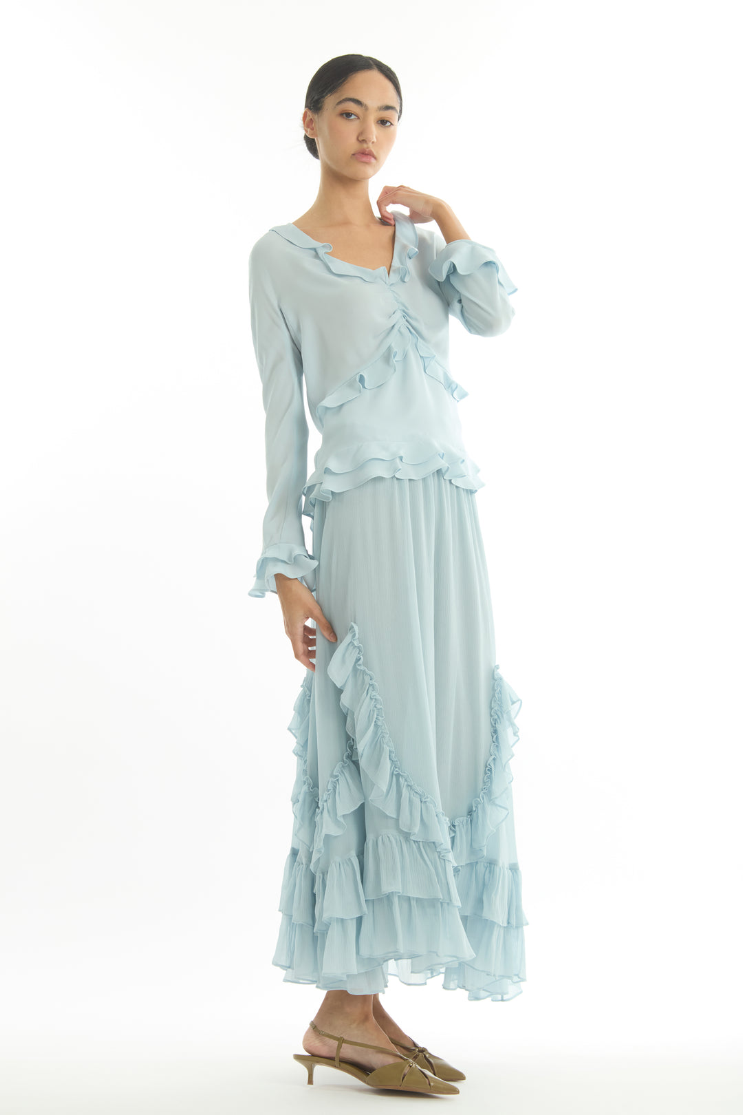 Elma Skirt - 100% Organic Silk Crinkle Chiffon