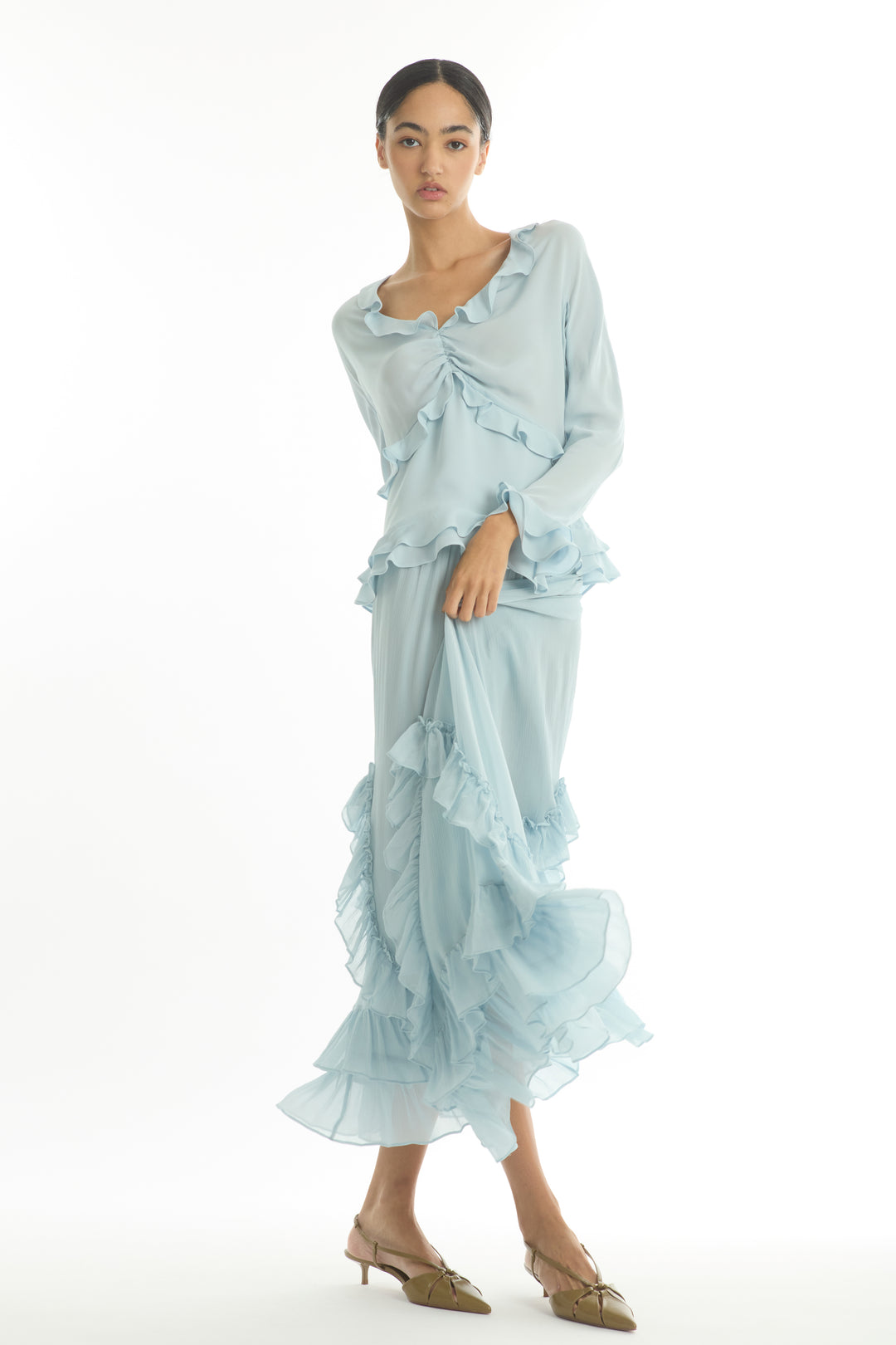 Elma Skirt - 100% Organic Silk Crinkle Chiffon