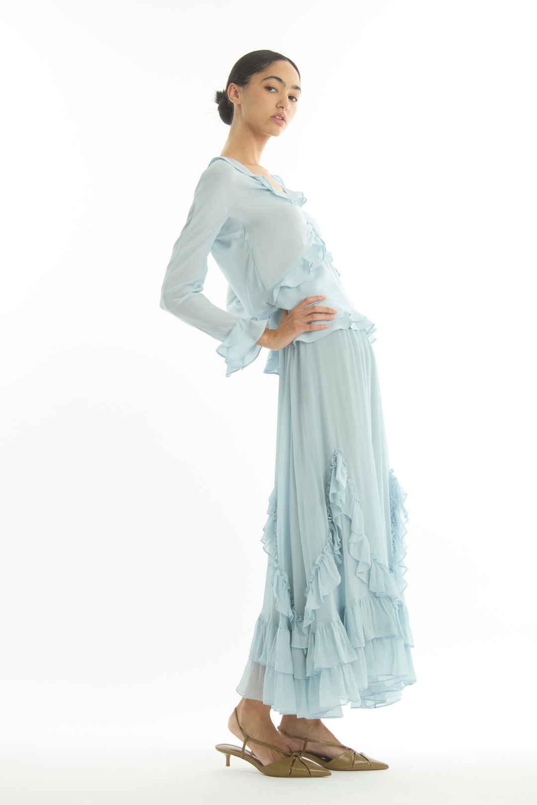 Elma Skirt - 100% Organic Silk Crinkle Chiffon