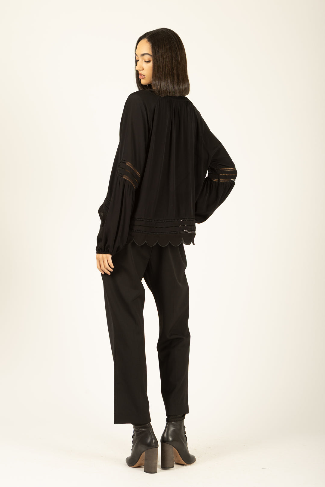 Acacia Blouse with Cami - Silk Crepe with Embroidery