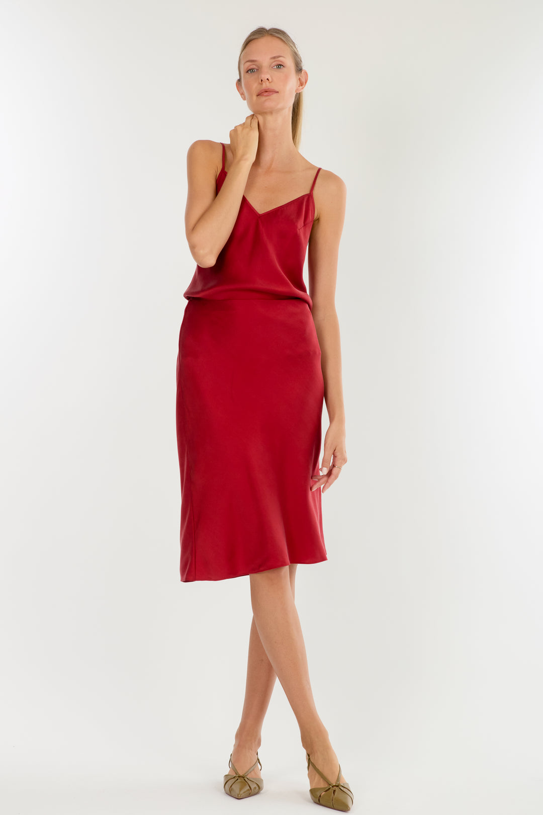 Lainey Midi Skirt - 100% Organic Sand-Washed Silk