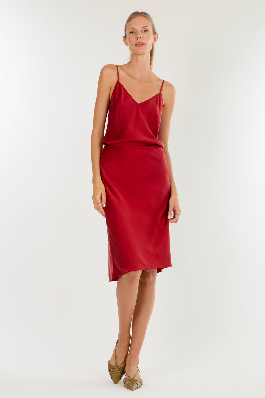 Lainey Midi Skirt - 100% Organic Sand-Washed Silk