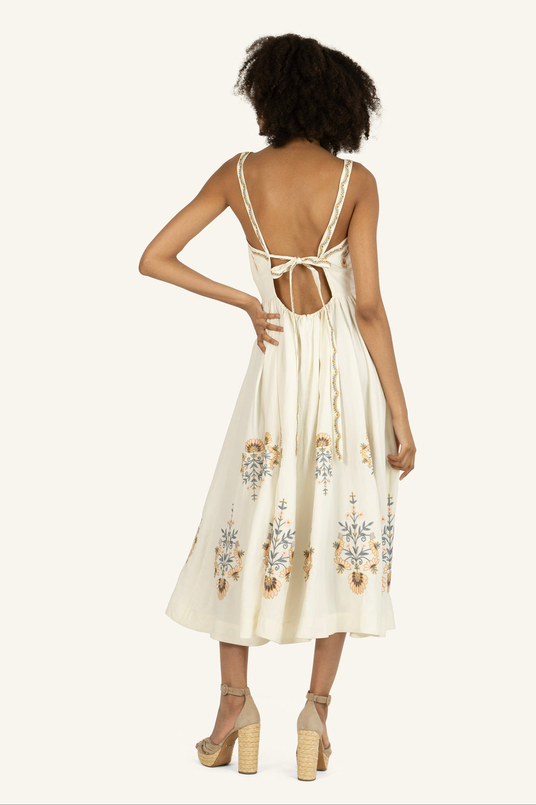 Amelia Dress - Silk Linen with Embroidery