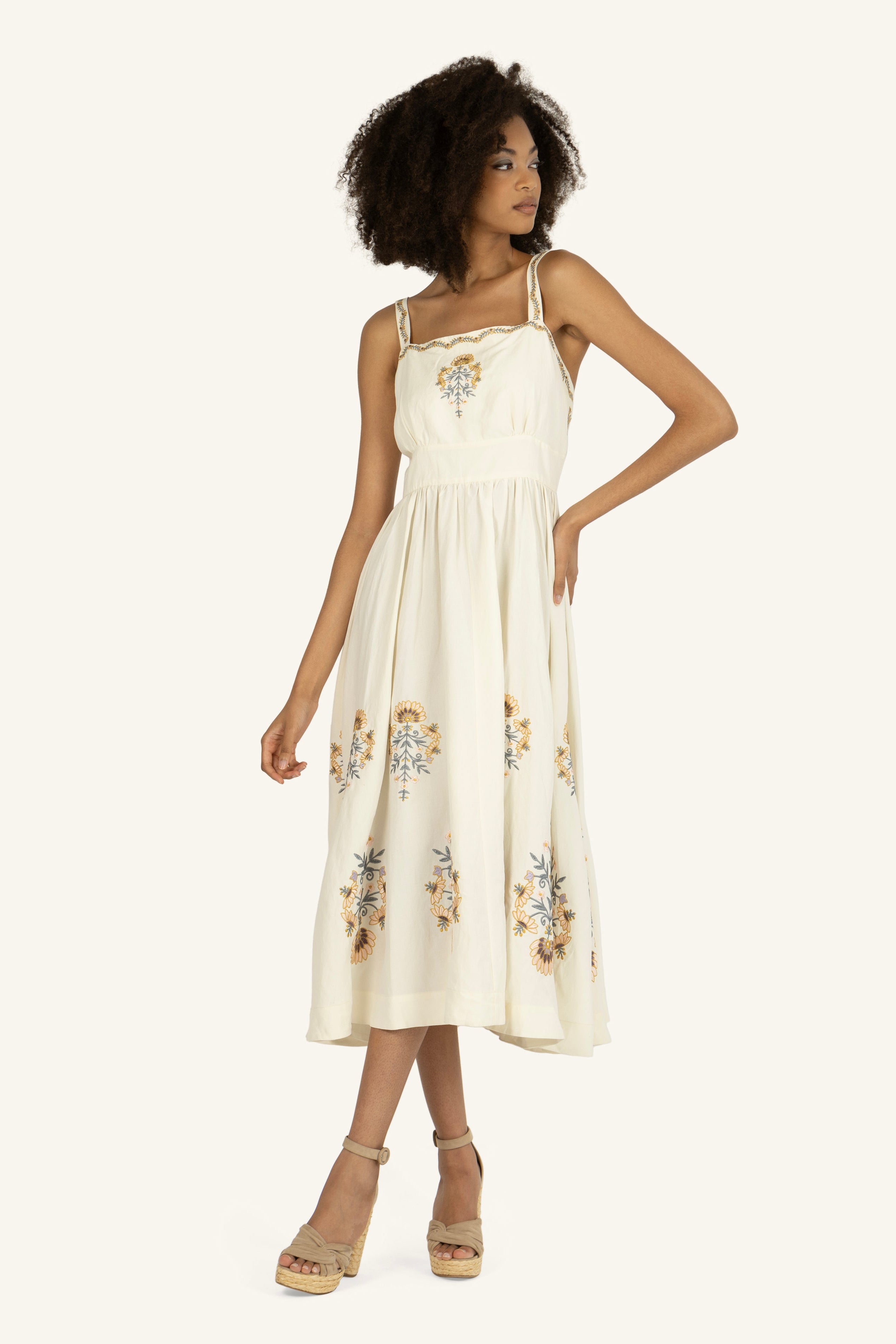 Amelia Dress - Silk Linen with Embroidery – SECRET MISSION BOUTIQUE
