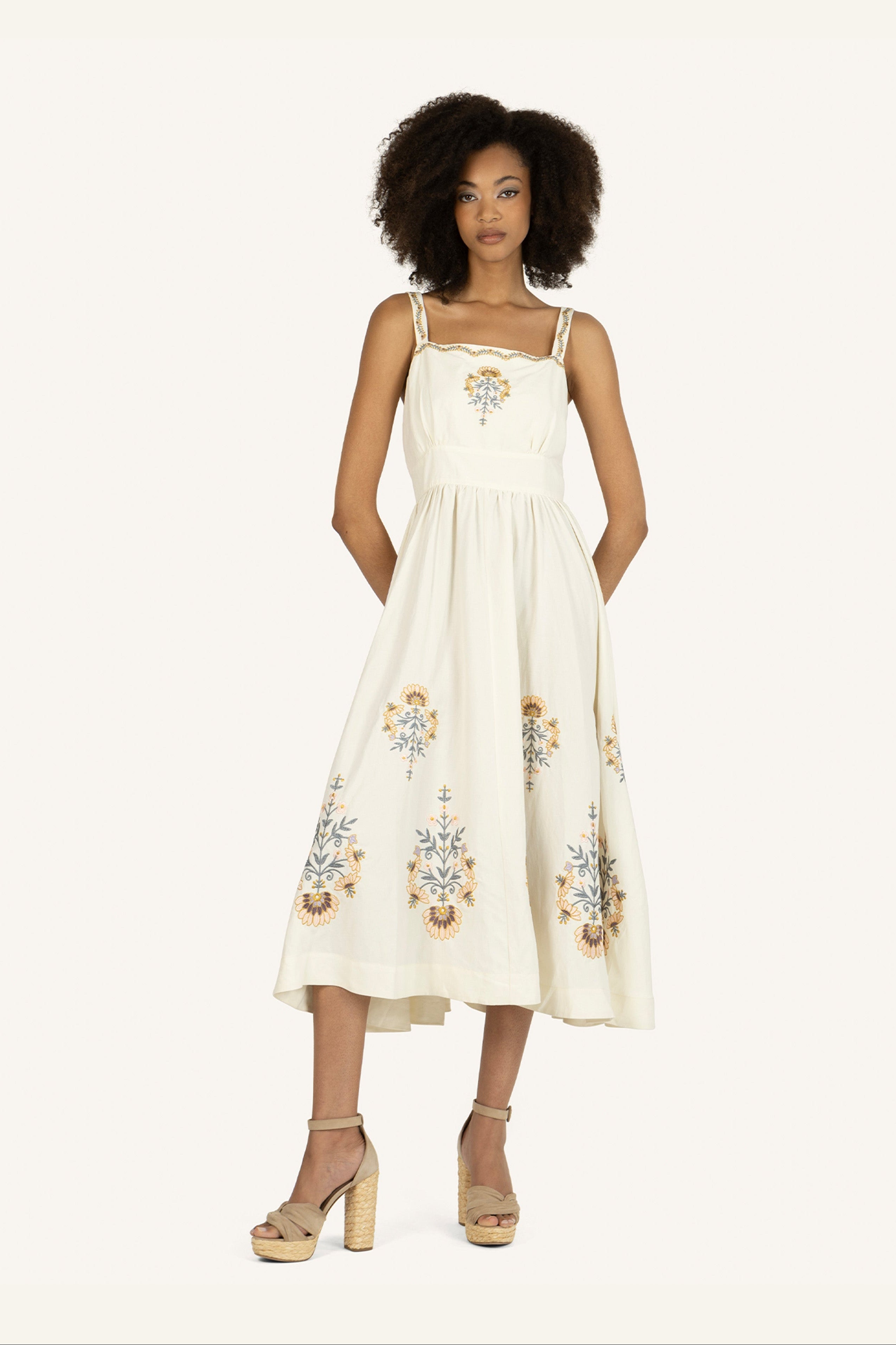 Amelia Dress - Silk Linen with Embroidery – SECRET MISSION BOUTIQUE