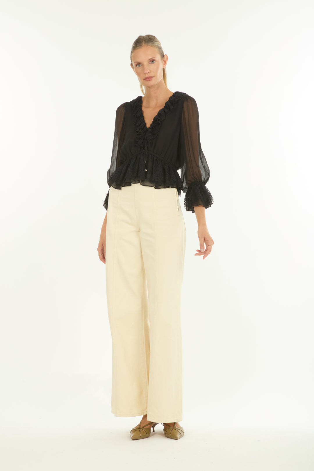 Milana Top - 100% Organic Silk Chiffon with Lace