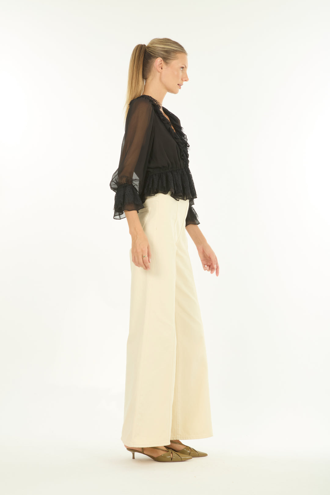 Milana Top - 100% Organic Silk Chiffon with Lace