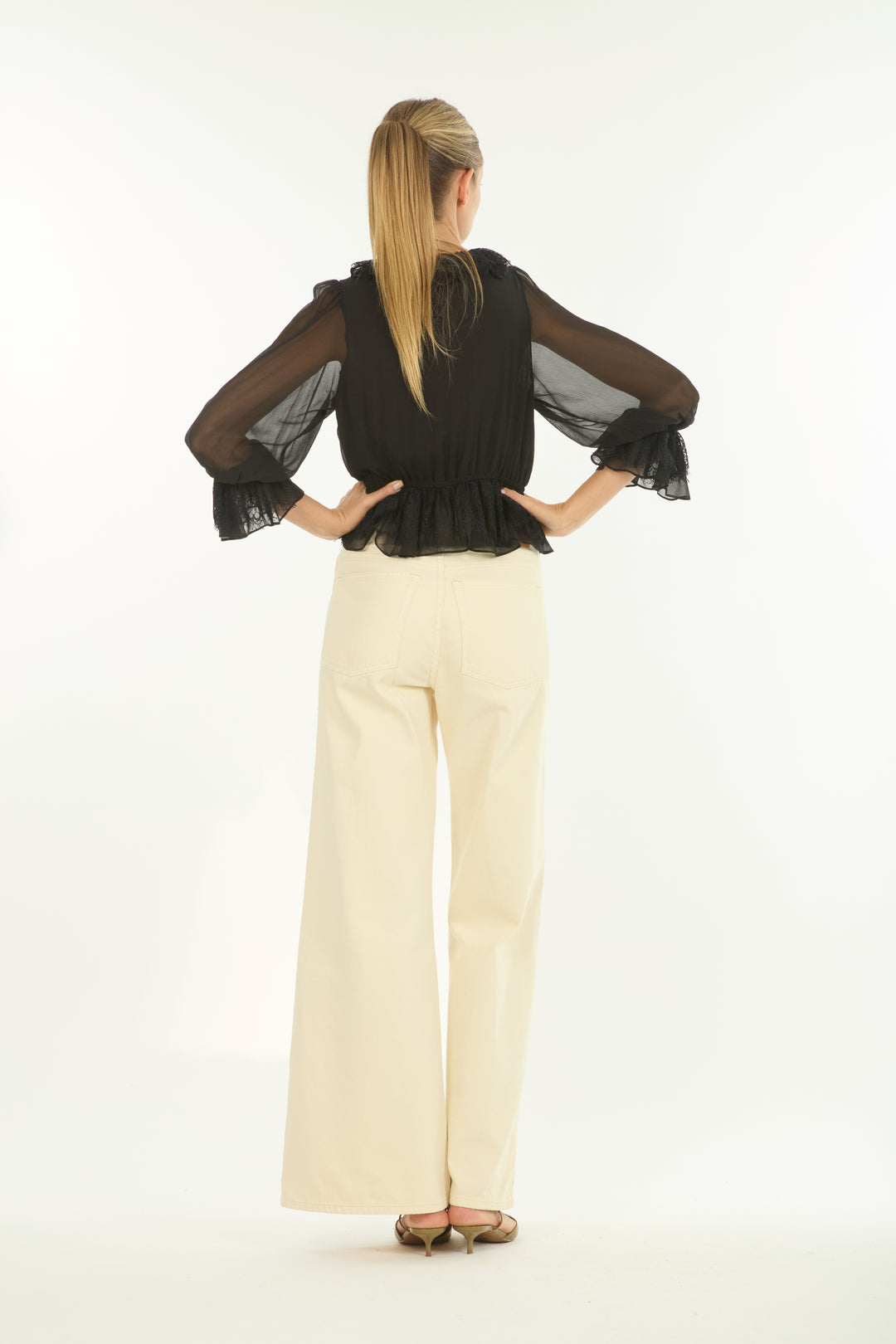 Milana Top - 100% Organic Silk Chiffon with Lace