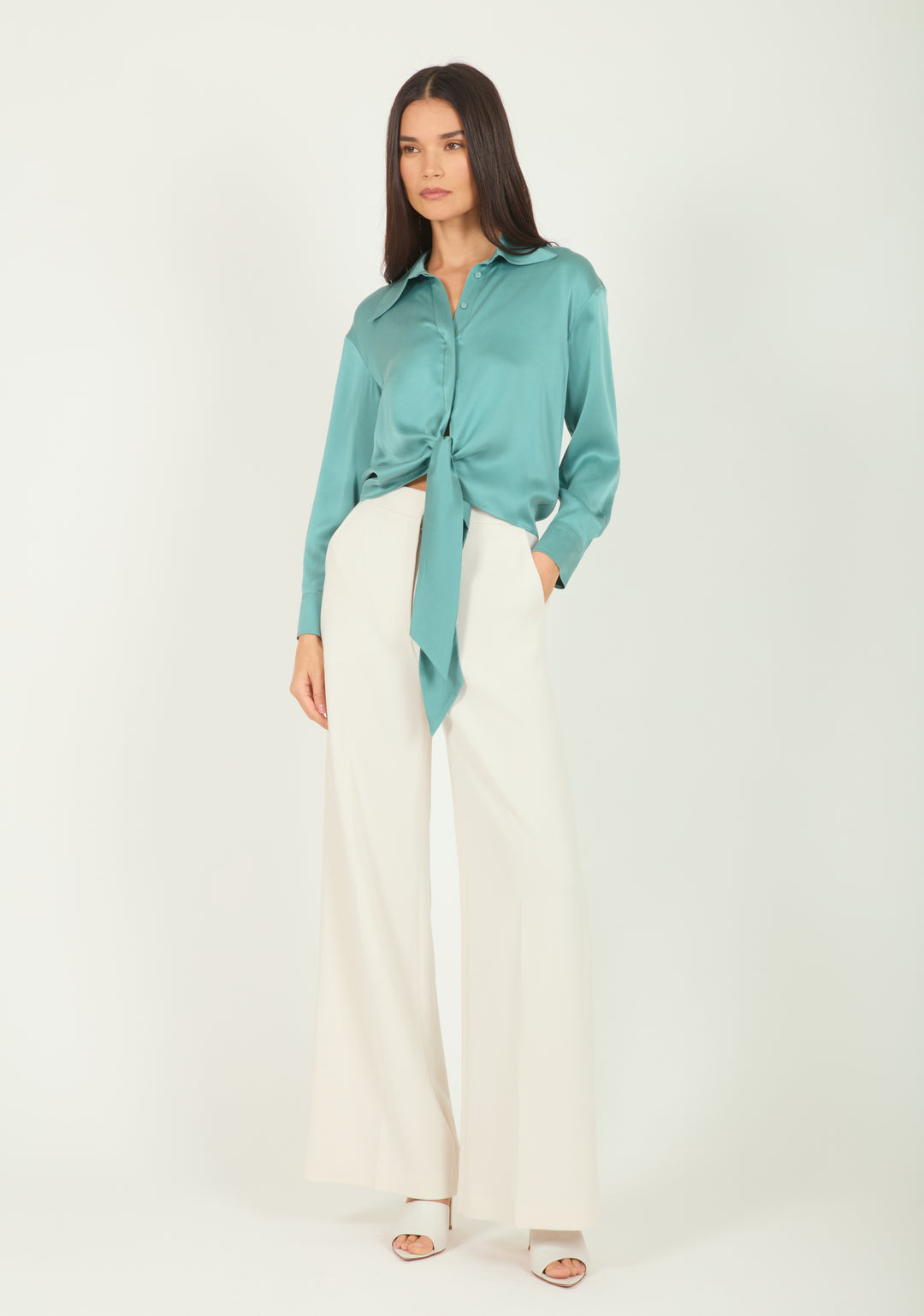 Rae Top - Cyan Green - 100% Silk