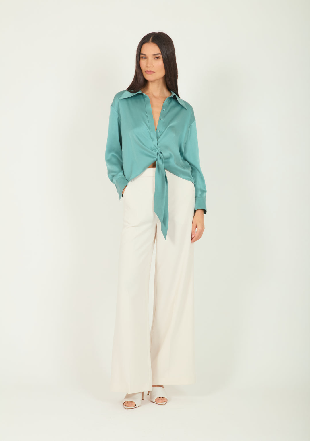 Rae Top - Cyan Green - 100% Silk