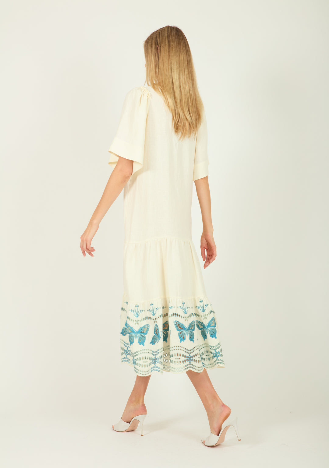 Marcella Dress - Cotton Linen with Embroidery