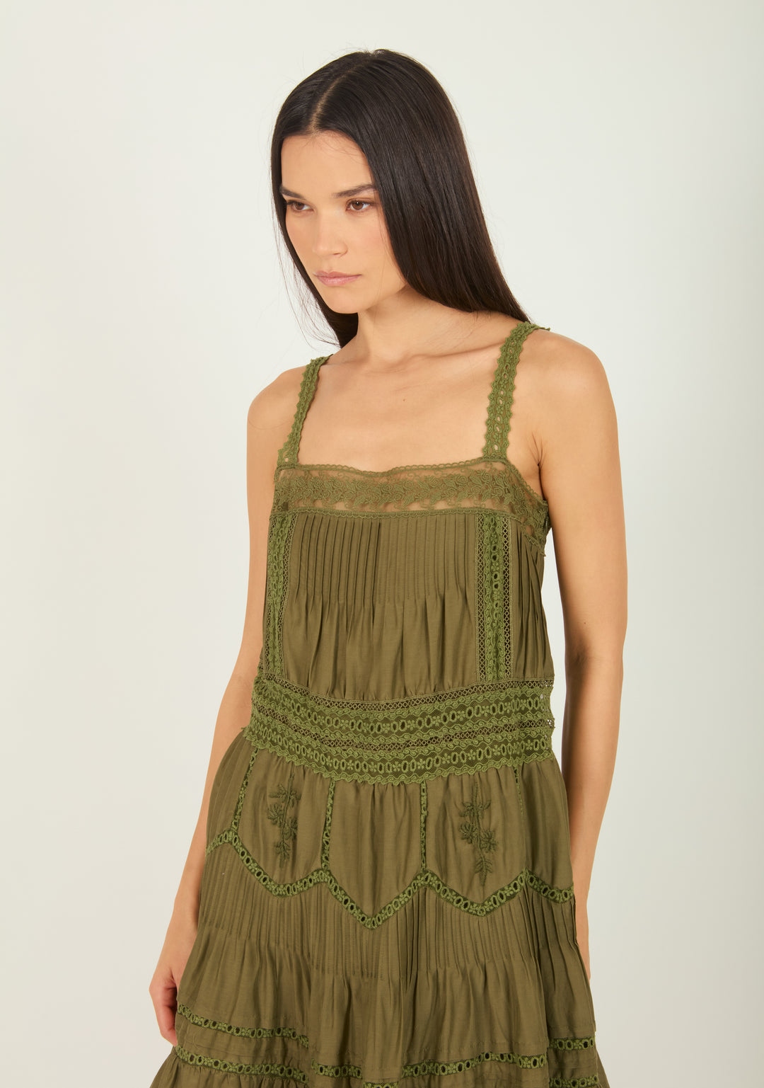 Jacques Dress - Hunter Green - Cotton Silk with Lace