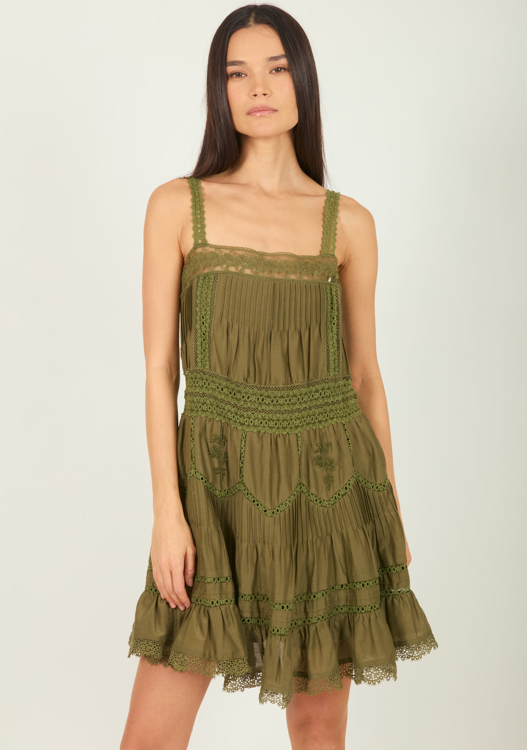 Jacques Dress - Hunter Green - Cotton Silk with Lace