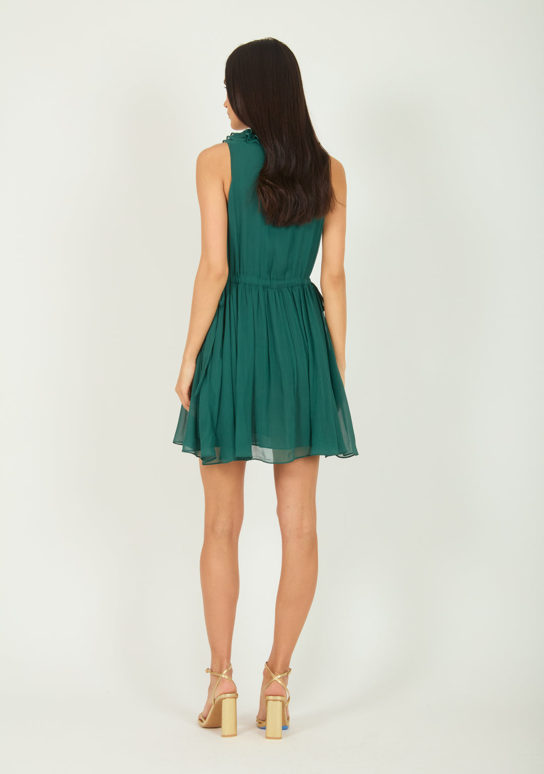 Madison Dress - Persian Green - 100% Silk Crinkle Chiffon