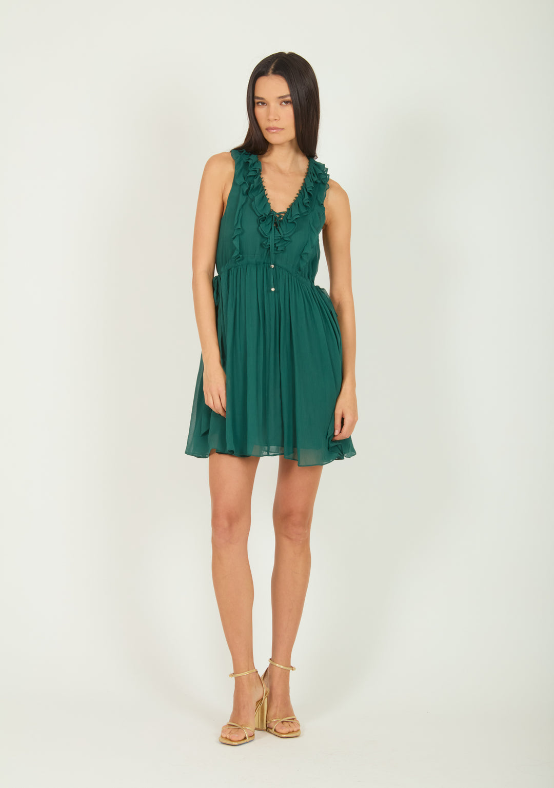 Madison Dress - Persian Green - 100% Silk Crinkle Chiffon