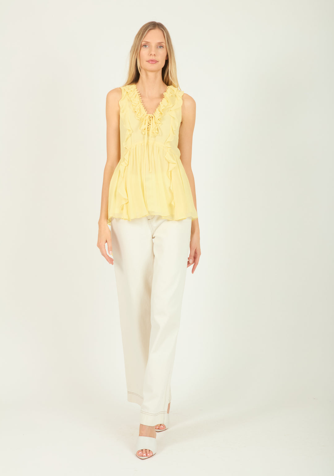 Madison Top - Lemon Sorbet - 100% Silk Crinkle Chiffon