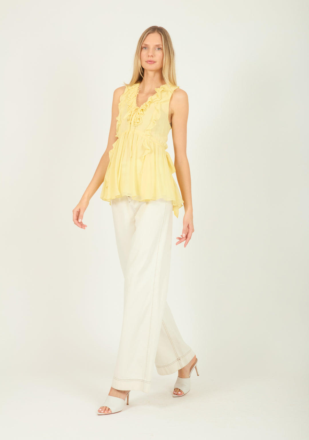 Madison Top - Lemon Sorbet - 100% Silk Crinkle Chiffon