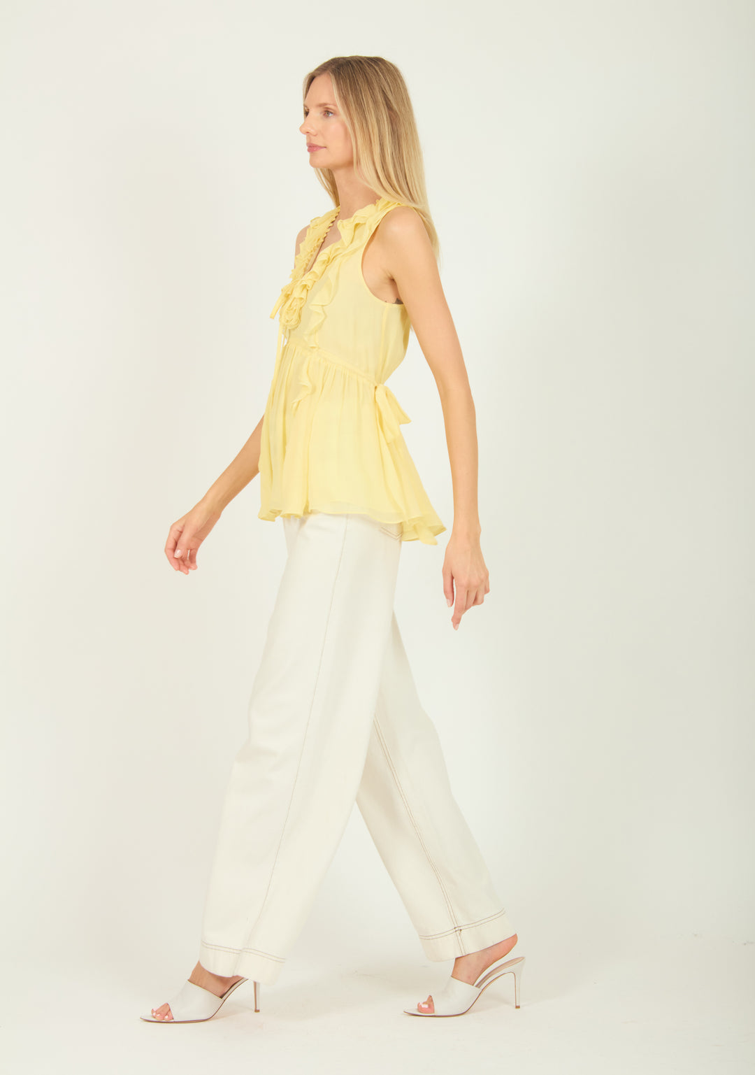 Madison Top - Lemon Sorbet - 100% Silk Crinkle Chiffon