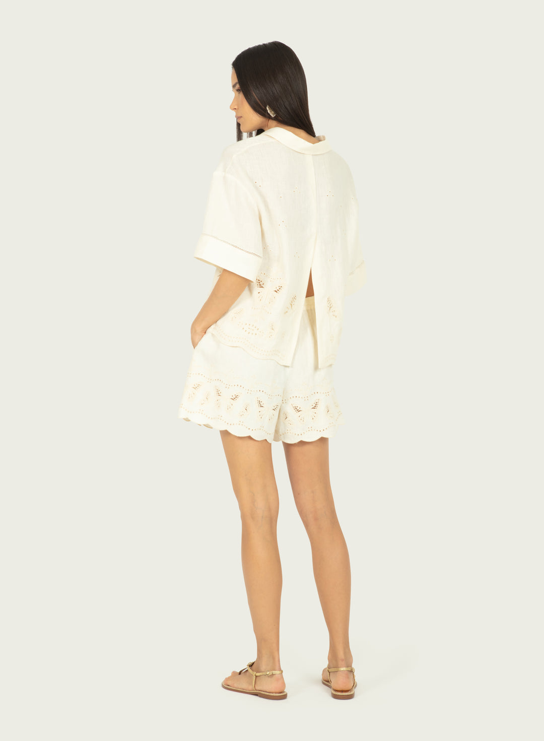 Marlene Top - Cotton Linen with Embroidery