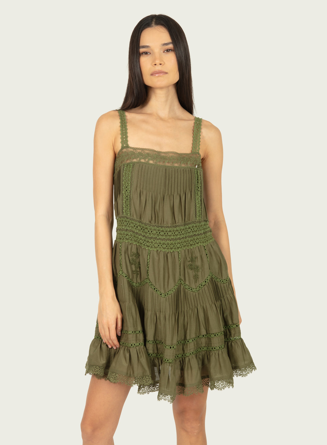 Jacques Dress - Hunter Green - Cotton Silk with Lace