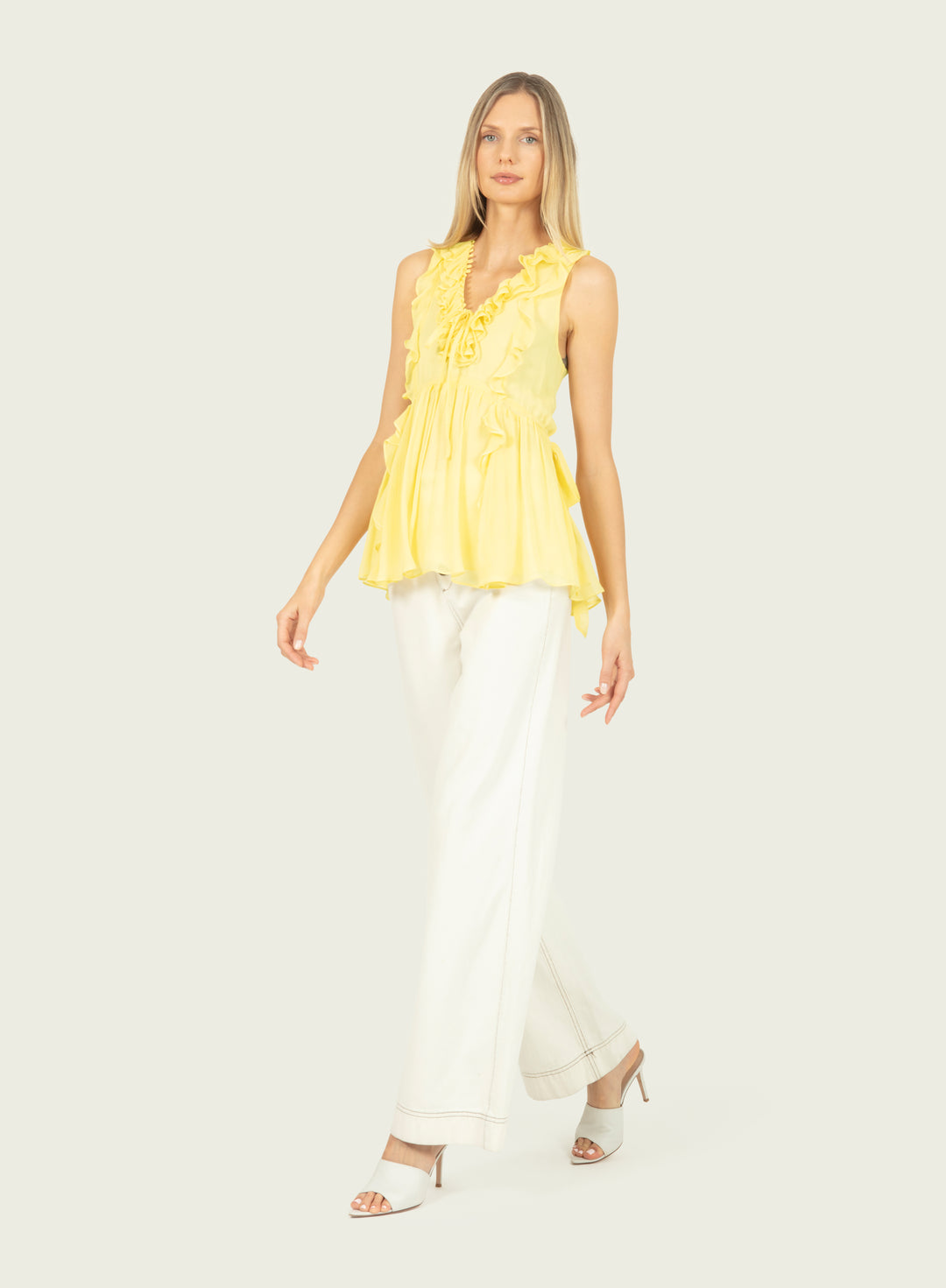 Madison Top - Lemon Sorbet - 100% Silk Crinkle Chiffon