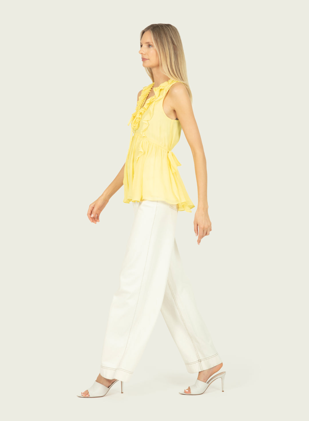Madison Top - Lemon Sorbet - 100% Silk Crinkle Chiffon