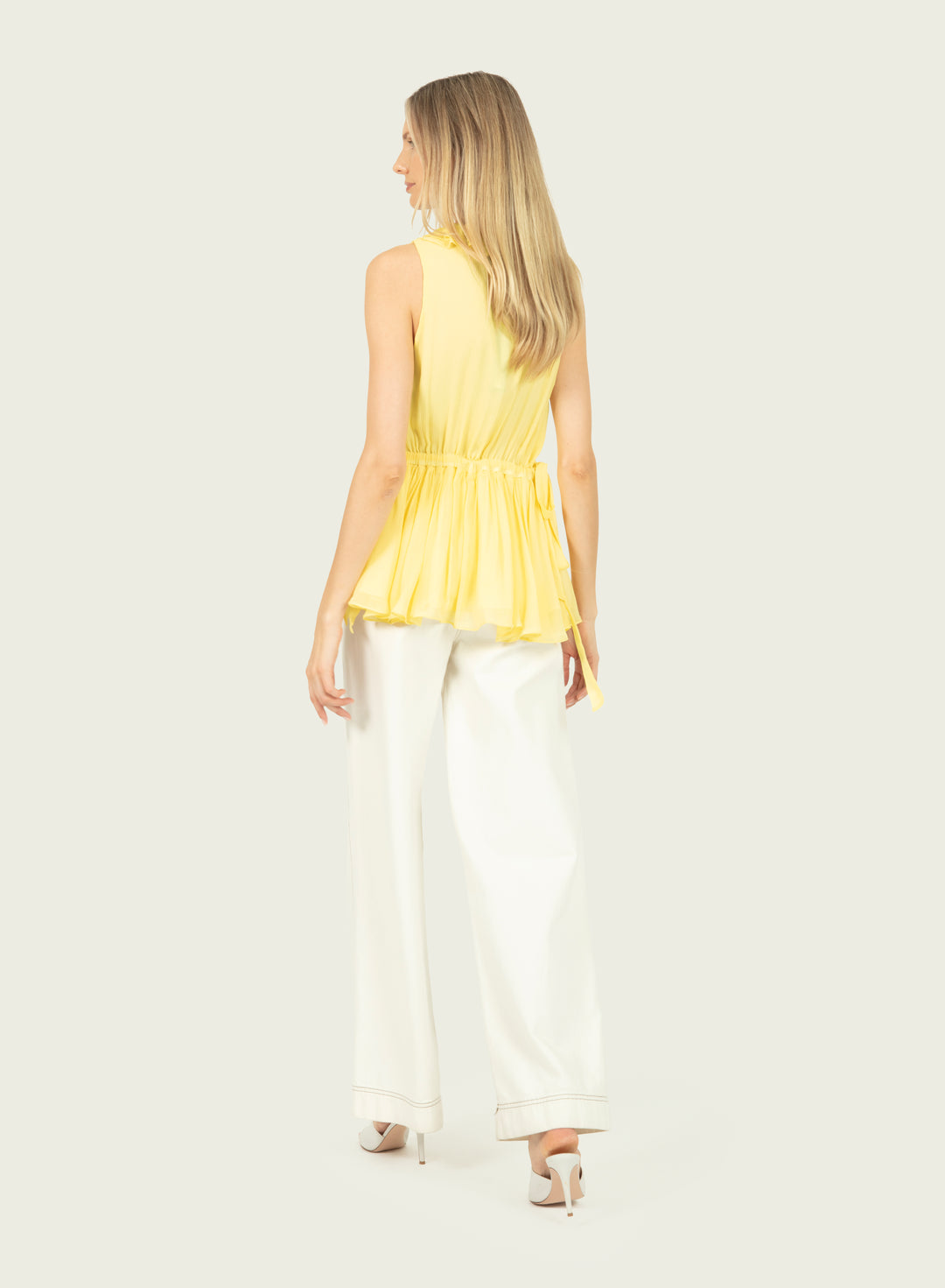 Madison Top - Lemon Sorbet - 100% Silk Crinkle Chiffon
