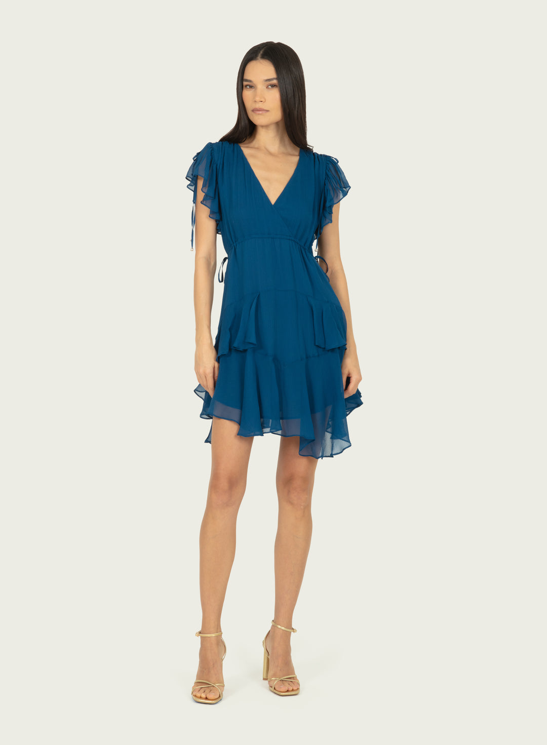Thea Dress - Deep Blue Sea - 100% Silk Crinkle Chiffon