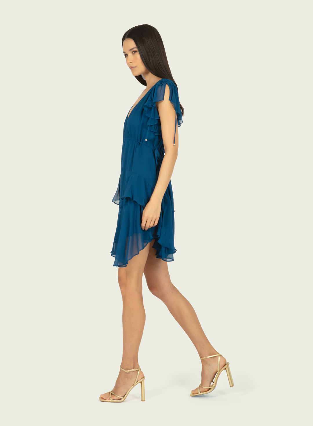 Thea Dress - Deep Blue Sea - 100% Silk Crinkle Chiffon
