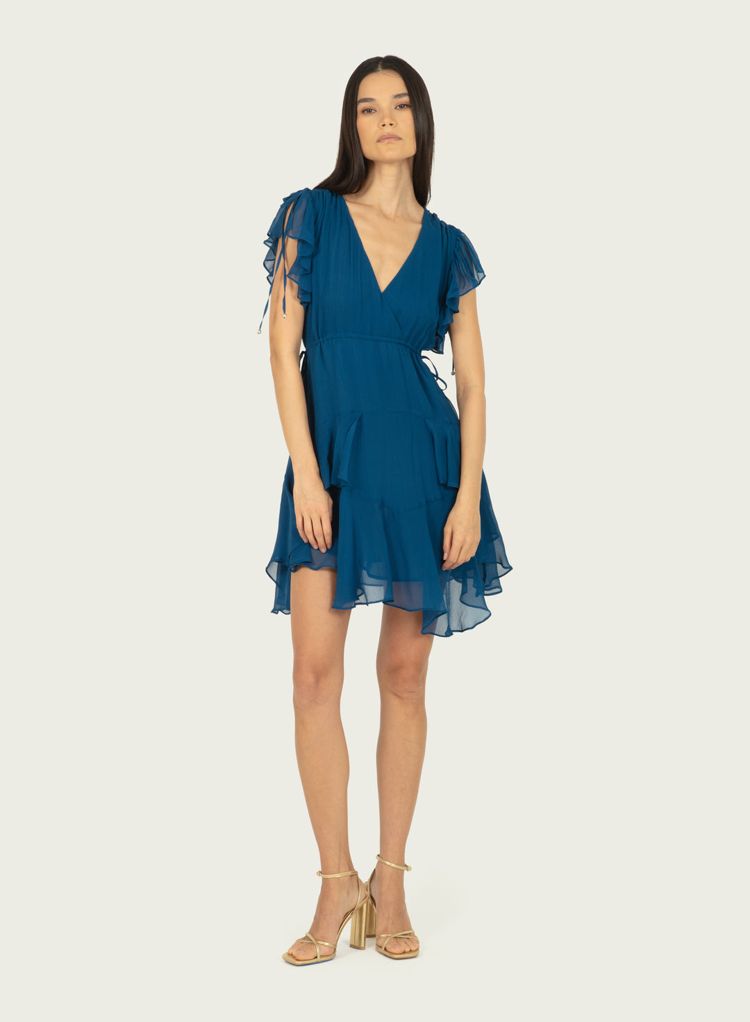 Thea Dress - Deep Blue Sea - 100% Silk Crinkle Chiffon