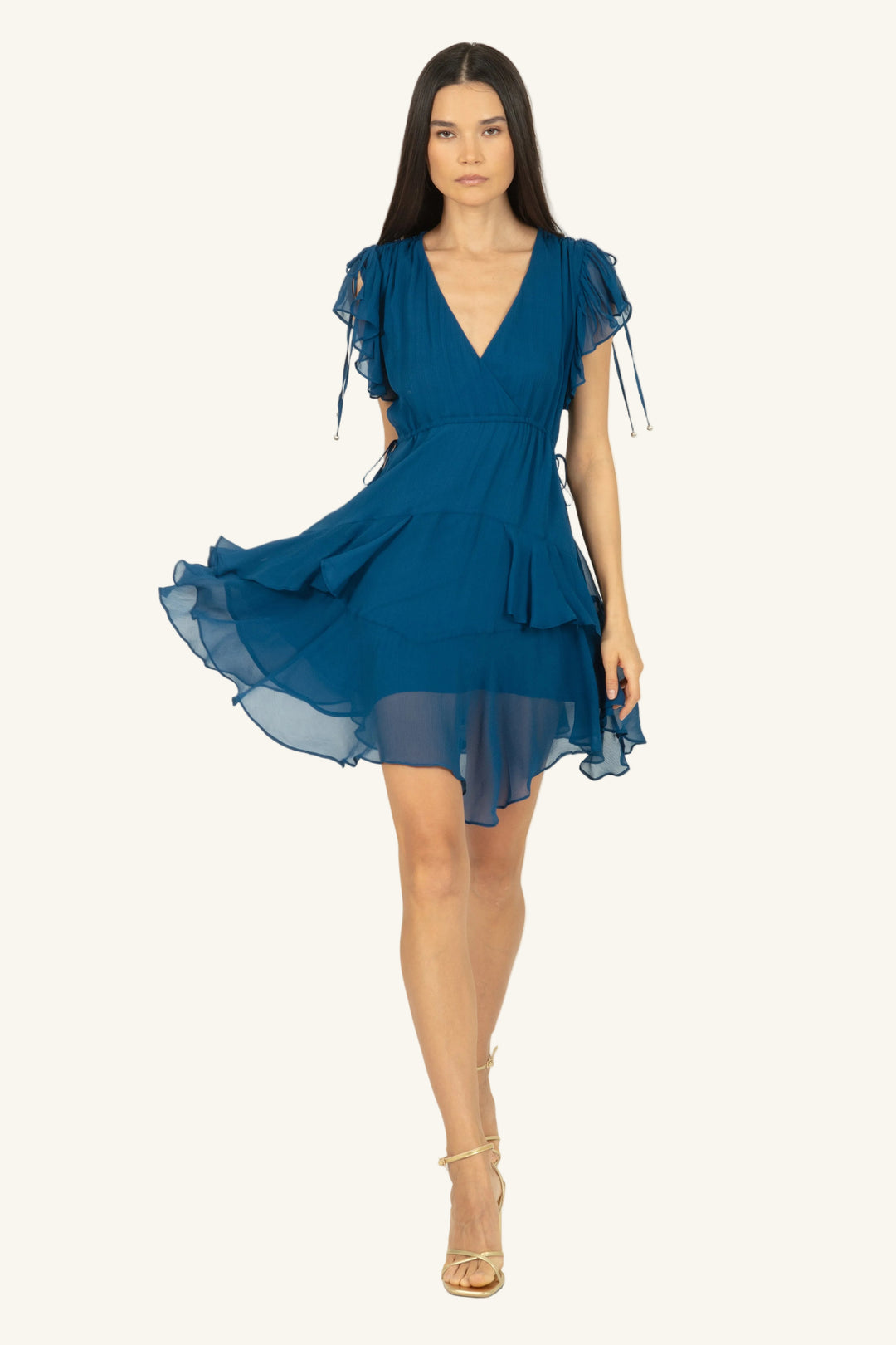 silk crinkle chiffon dress Thea Dress - Deep Sea Blue