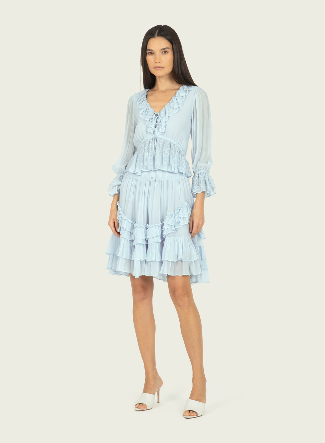 Milana Top - 100% Silk Crinkle Chiffon with Lace
