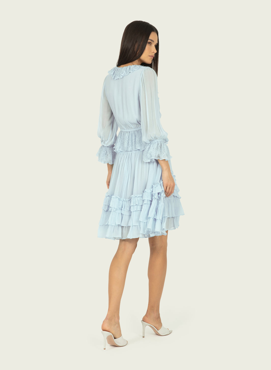 Milana Top - 100% Silk Crinkle Chiffon with Lace