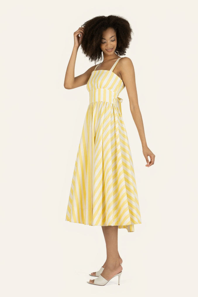 uo positano linen tie shoulder midi dress UO Positano Linen Tie-Shoulder Midi Dress