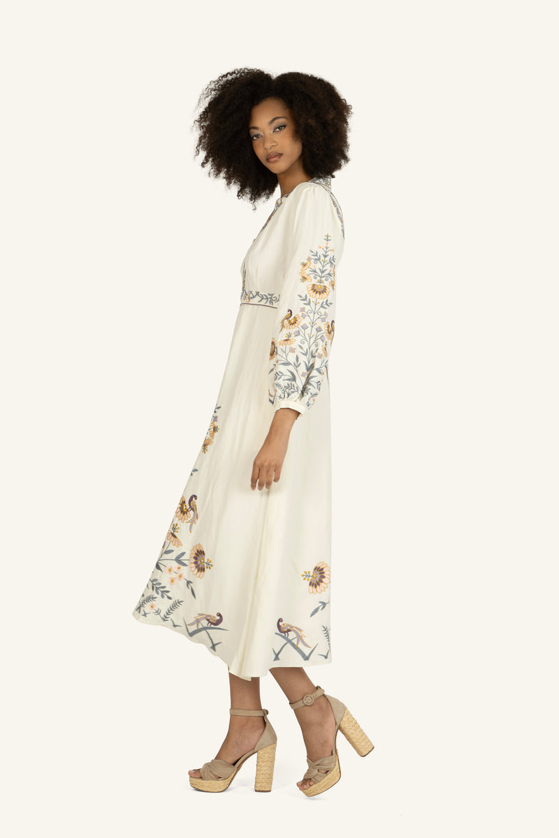 Della Dress - Silk Linen with Embroidery