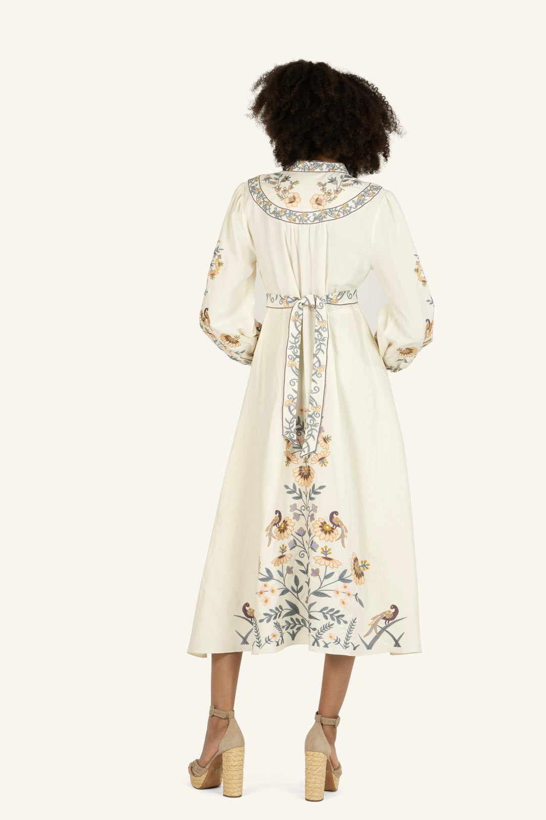 Della Dress - Silk Linen with Embroidery