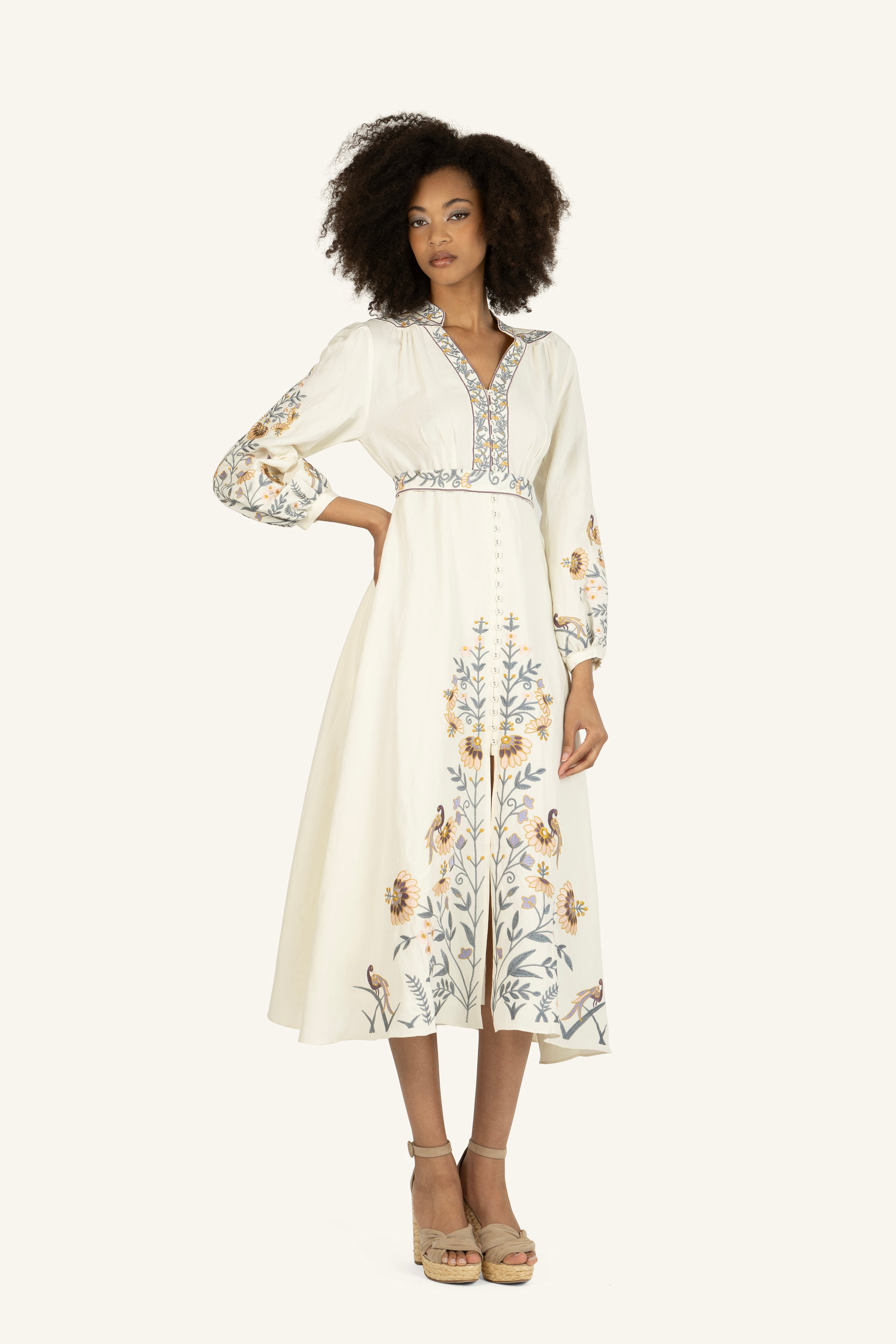 Della Dress - Silk Linen with Embroidery – SECRET MISSION BOUTIQUE