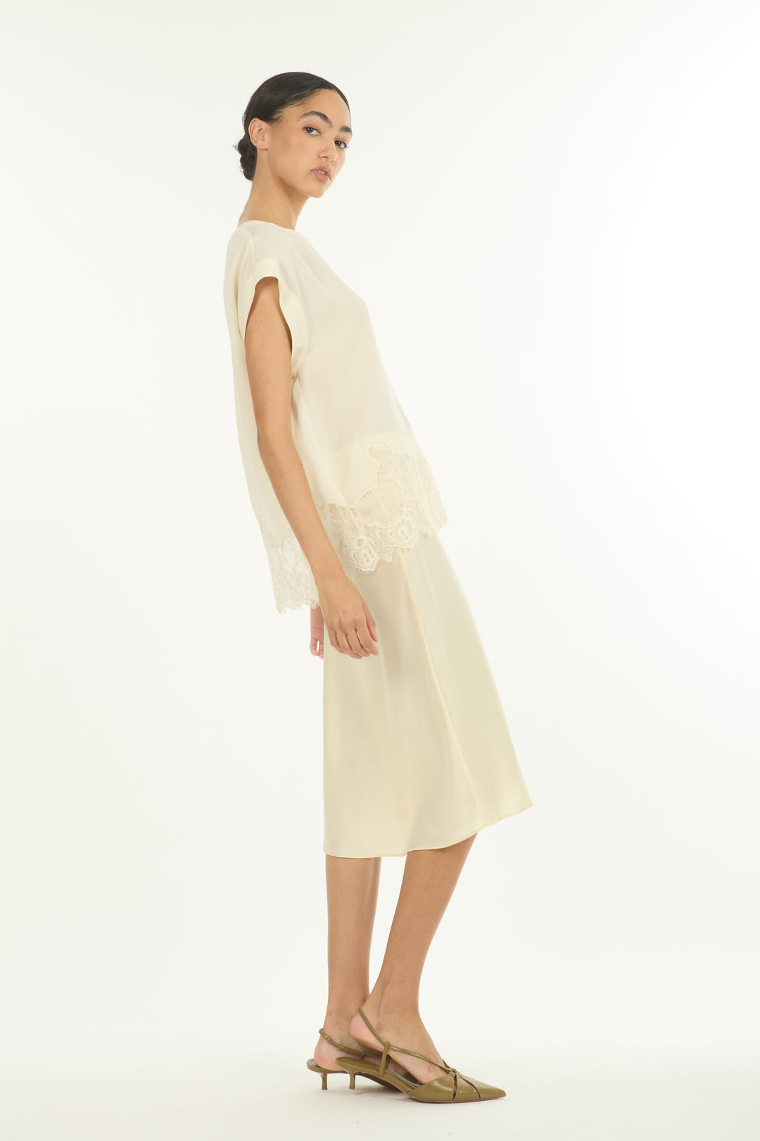 Lainey Midi Skirt - 100% Organic Sand-Washed Silk