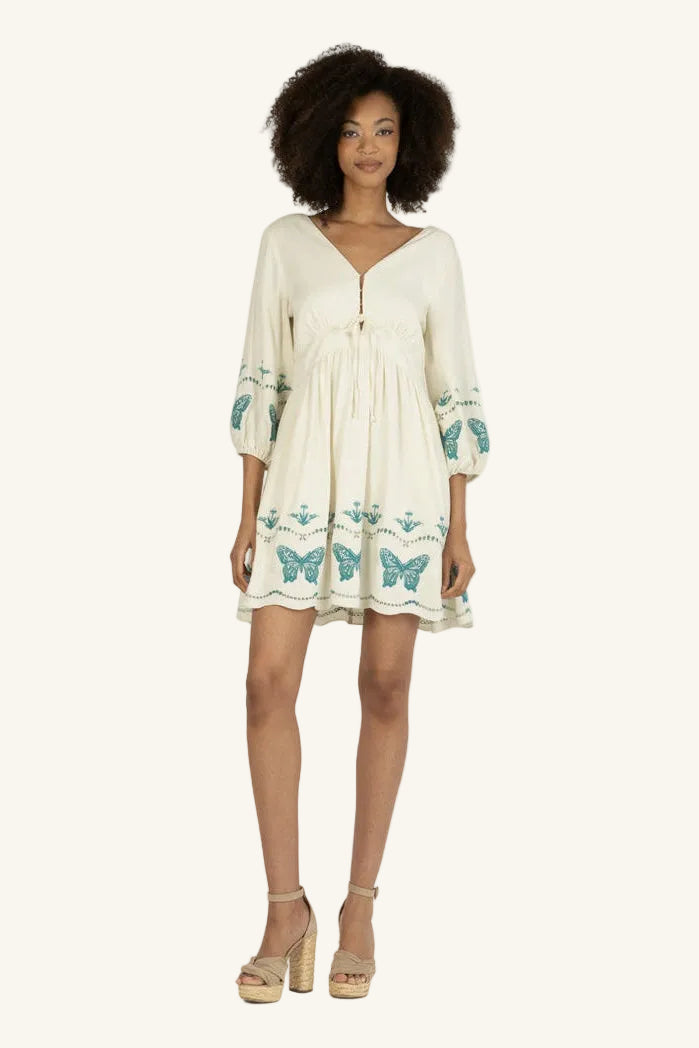 Gia Dress - Linen Blend with Embroidery