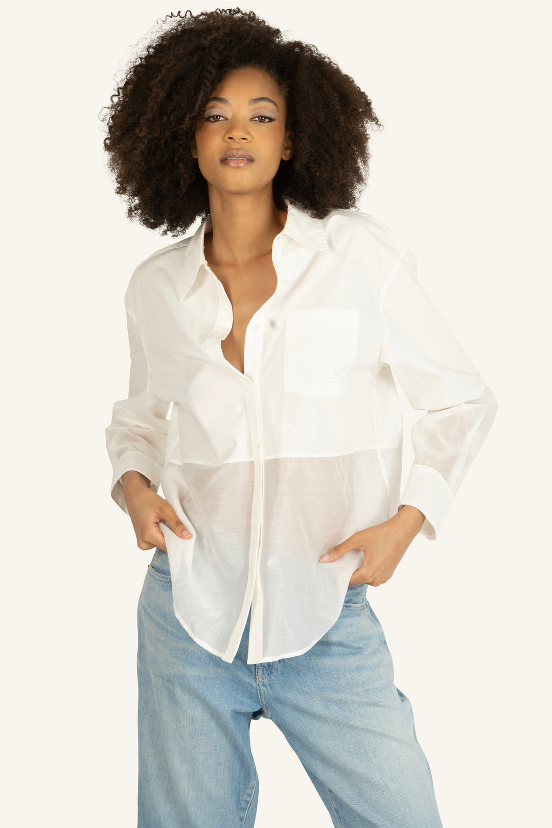 Ivona Blouse - Cotton Poplin with Organza